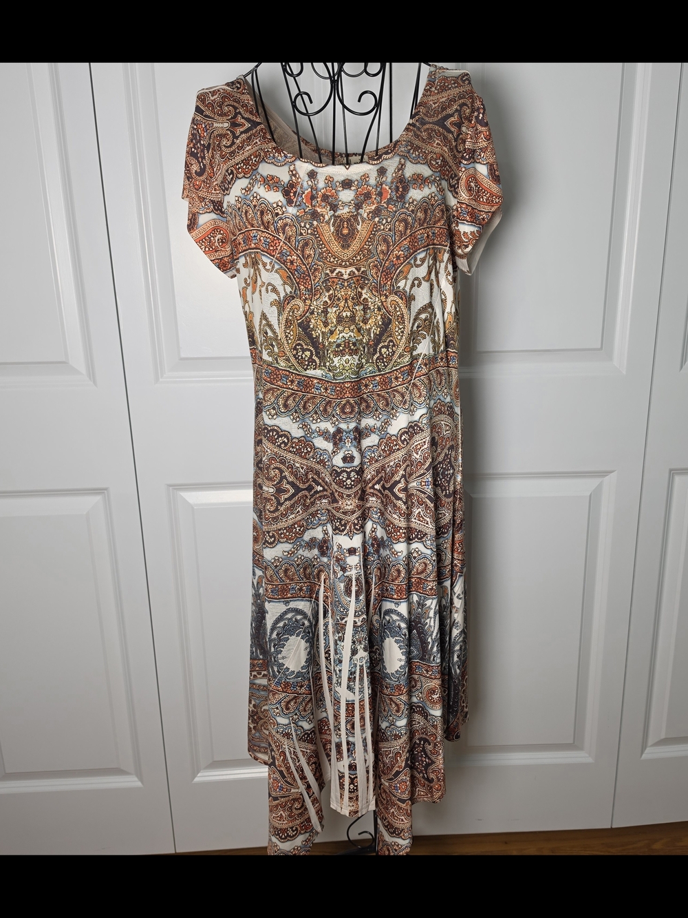 World Unity Boho Paisley Handkerchief Hem Dress Size Large